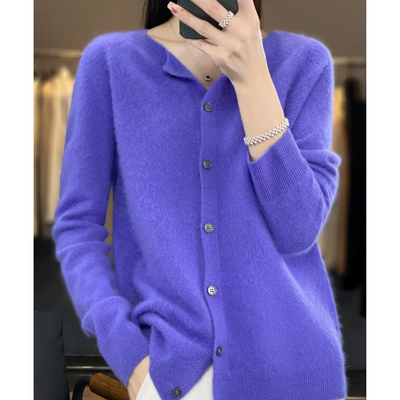 Dames Luxe Warme Cardigan Met Knopen En Lange Mouwen