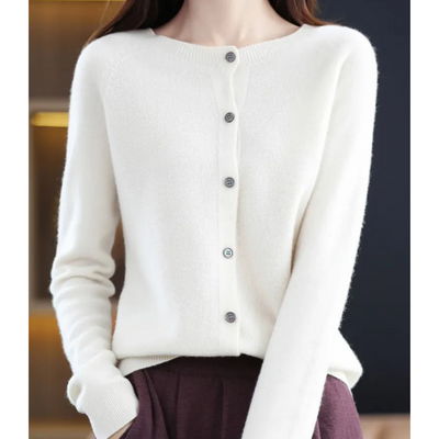 Dames Luxe Warme Cardigan Met Knopen En Lange Mouwen