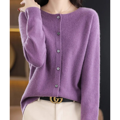Dames Luxe Warme Cardigan Met Knopen En Lange Mouwen