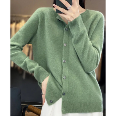 Dames Luxe Warme Cardigan Met Knopen En Lange Mouwen