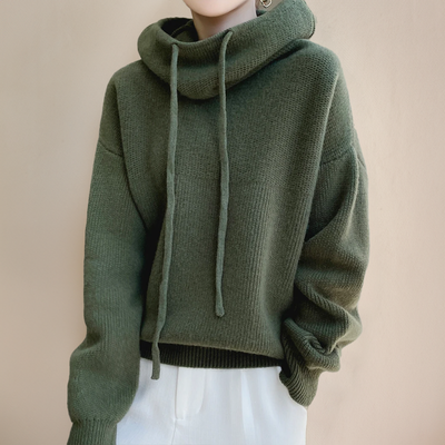Dames Wollen Hoodie Met Trekkoord En Lange Mouwen