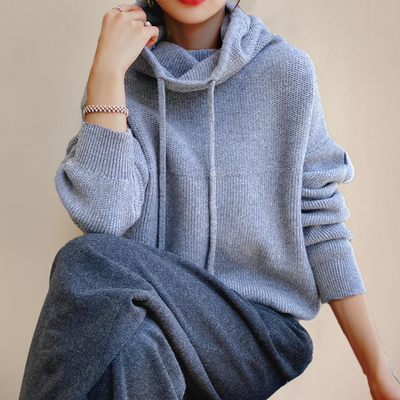 Dames Wollen Hoodie Met Trekkoord En Lange Mouwen