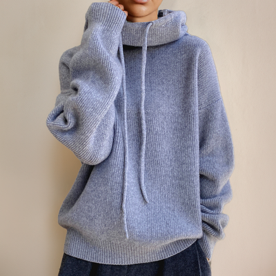 Dames Wollen Hoodie Met Trekkoord En Lange Mouwen