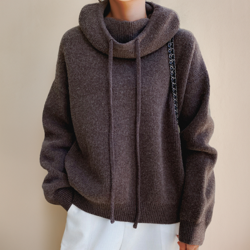 Dames Wollen Hoodie Met Trekkoord En Lange Mouwen