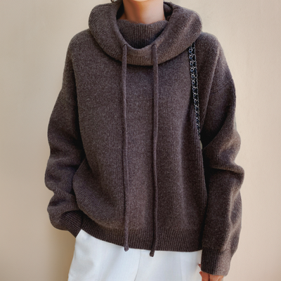 Dames Wollen Hoodie Met Trekkoord En Lange Mouwen