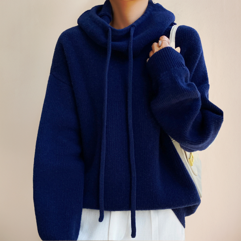 Dames Wollen Hoodie Met Trekkoord En Lange Mouwen