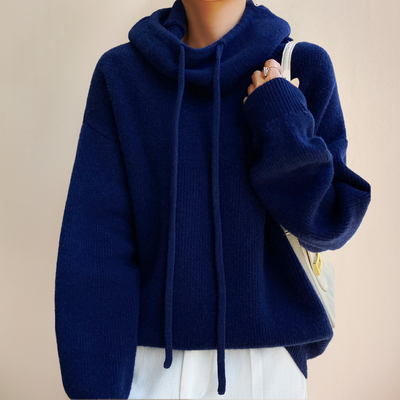 Dames Wollen Hoodie Met Trekkoord En Lange Mouwen