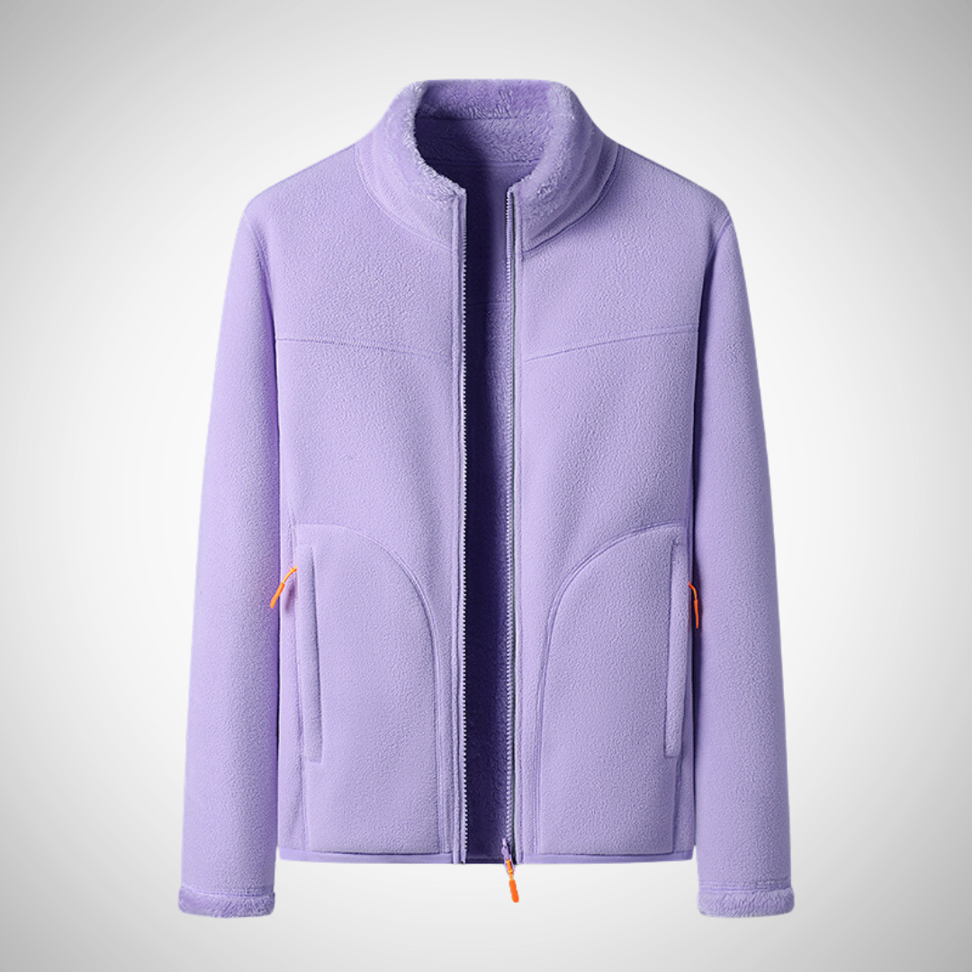 Dames Comfortabel Fleece Jasje Met Rits En Lange Mouwen