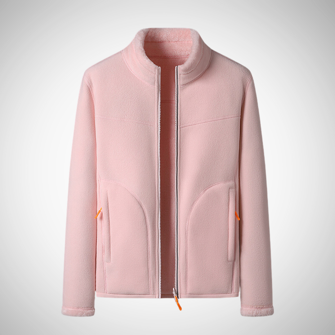 Dames Comfortabel Fleece Jasje Met Rits En Lange Mouwen