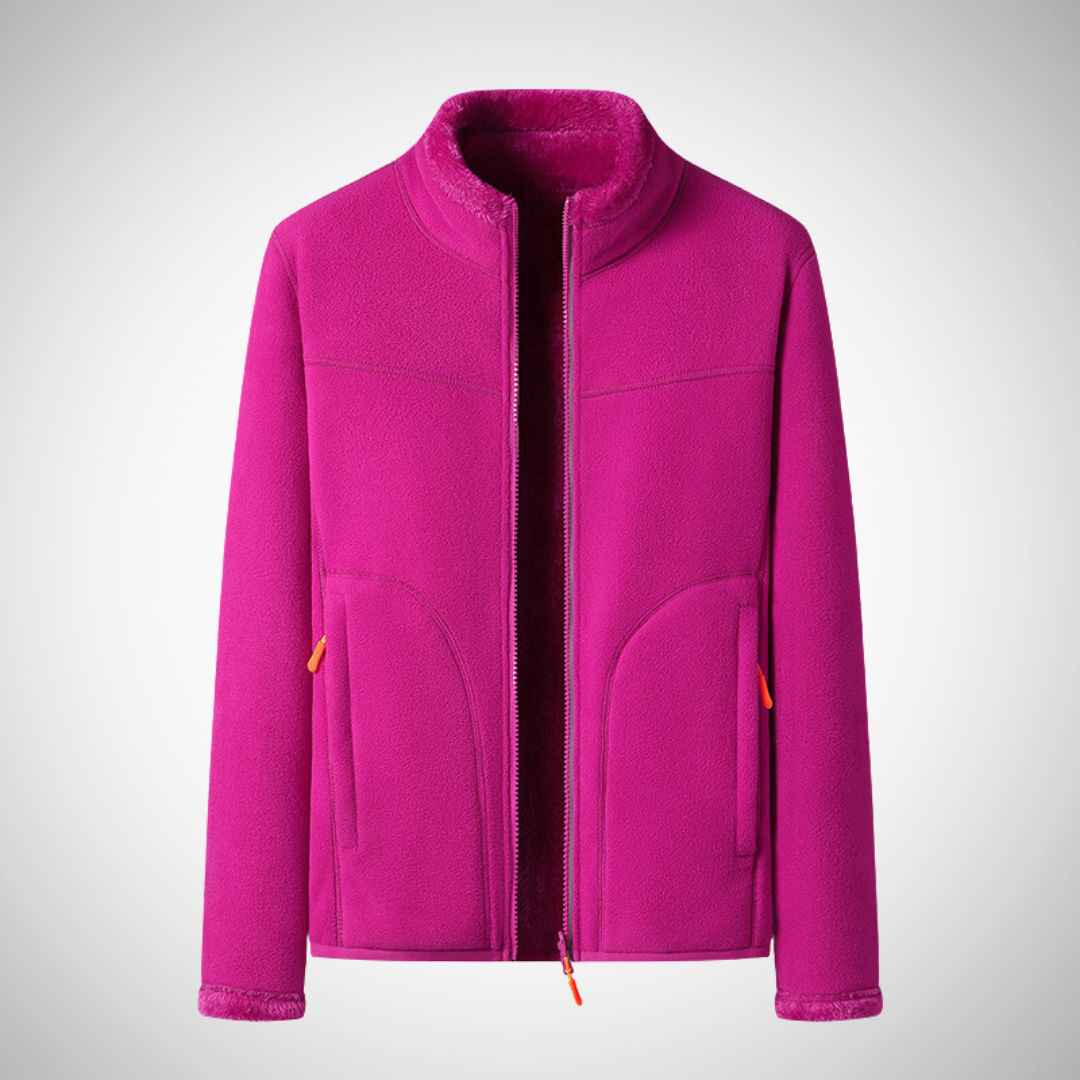 Dames Comfortabel Fleece Jasje Met Rits En Lange Mouwen