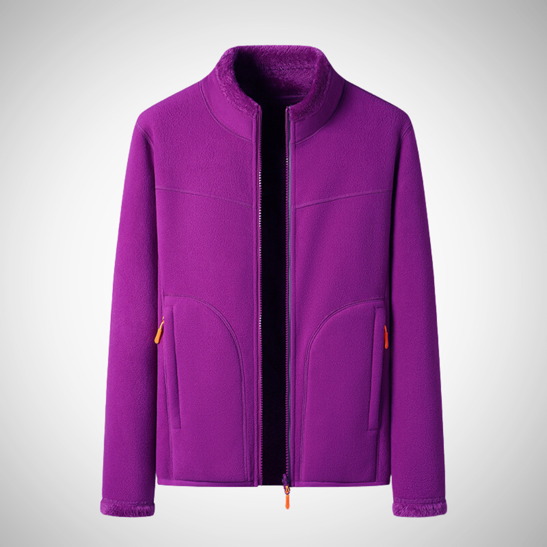 Dames Comfortabel Fleece Jasje Met Rits En Lange Mouwen