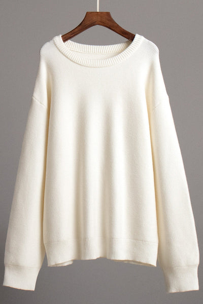 Dames Kasjmier Sweater Met Ronde Hals En Effen Ontwerp