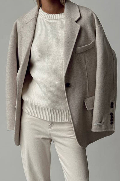 Dames Kasjmier Sweater Met Ronde Hals En Effen Ontwerp