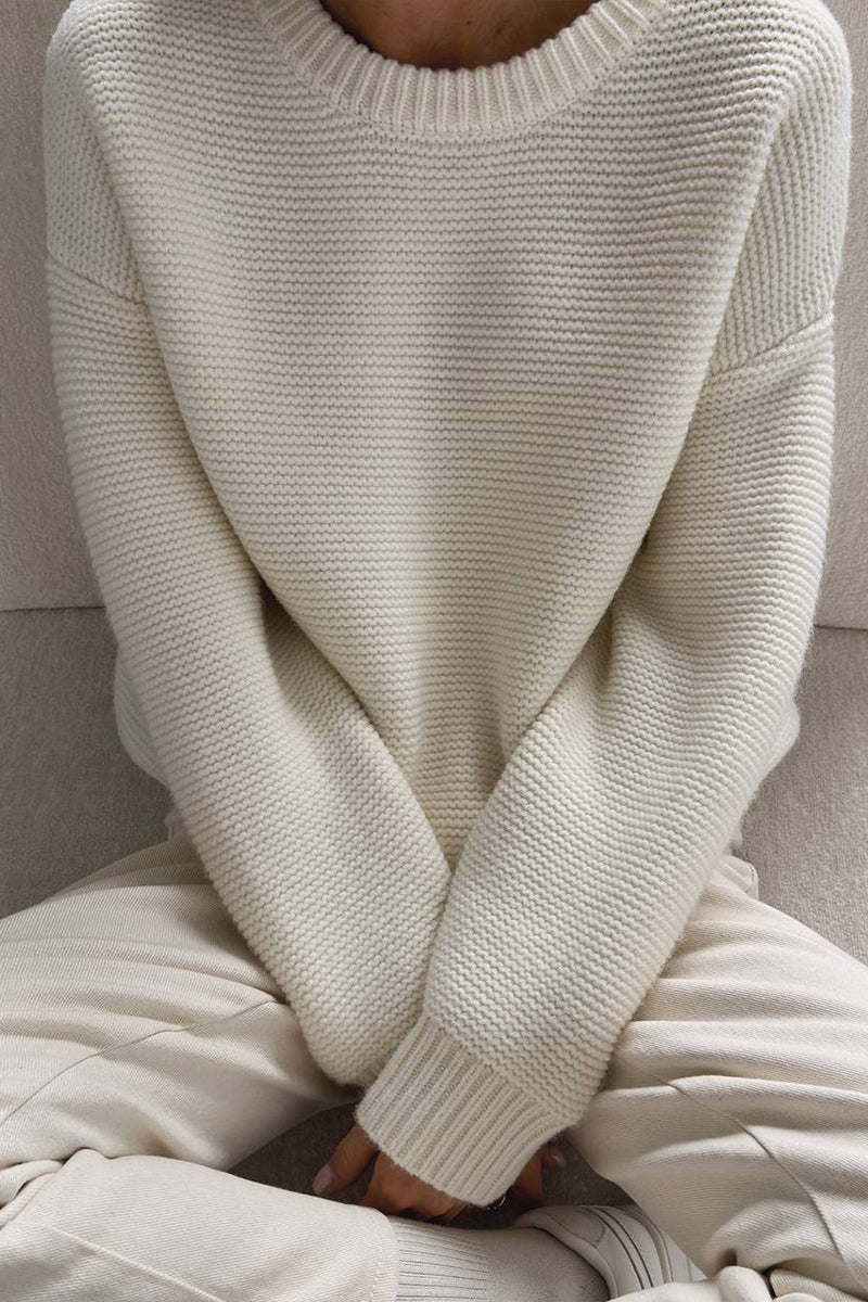 Dames Kasjmier Sweater Met Ronde Hals En Effen Ontwerp