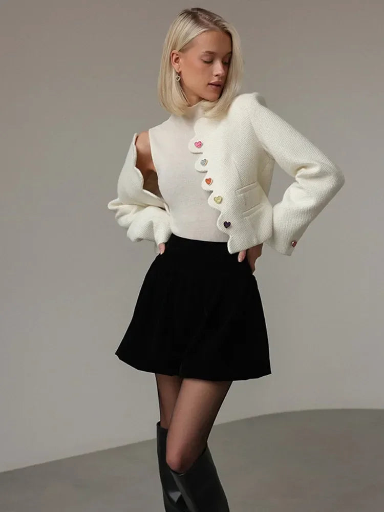 Dames Elegante Vest Met Hoge Kraag En Unieke Knopen
