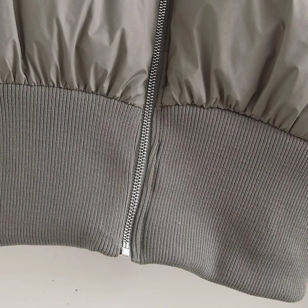 Dames Korte Pufferjas Met Hoge Kraag En Elastische Tailleband