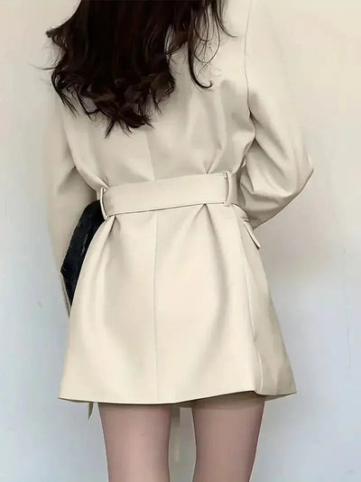 Dames Lange Blazer Met Ceintuur En Lange Mouwen