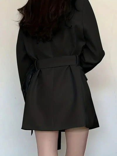 Dames Lange Blazer Met Ceintuur En Lange Mouwen