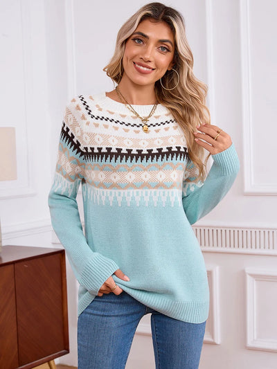 Dames Gebreide Trui Met Geometrisch Patroon