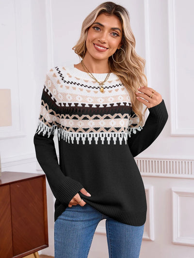 Dames Gebreide Trui Met Geometrisch Patroon