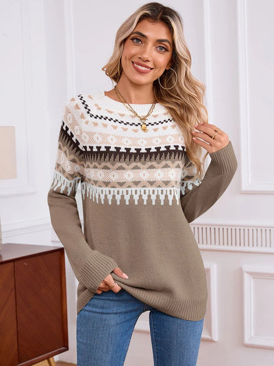 Dames Gebreide Trui Met Geometrisch Patroon