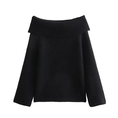 Dames Off Shoulder Gebreide Trui Met Lange Mouwen