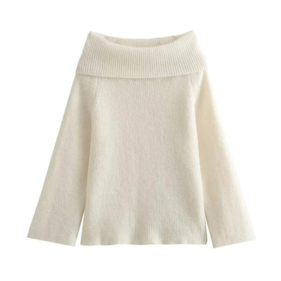 Dames Off Shoulder Gebreide Trui Met Lange Mouwen