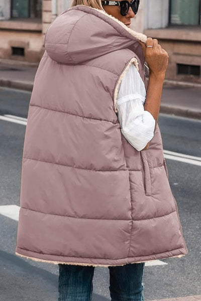 Dames Omkeerbare Gewatteerde Bodywarmer Met Capuchon En Mouwloos Design