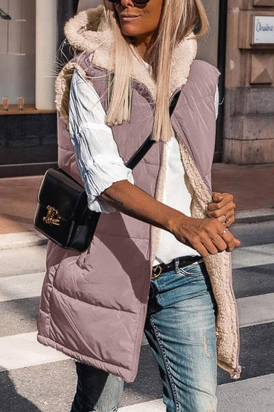 Dames Omkeerbare Gewatteerde Bodywarmer Met Capuchon En Mouwloos Design