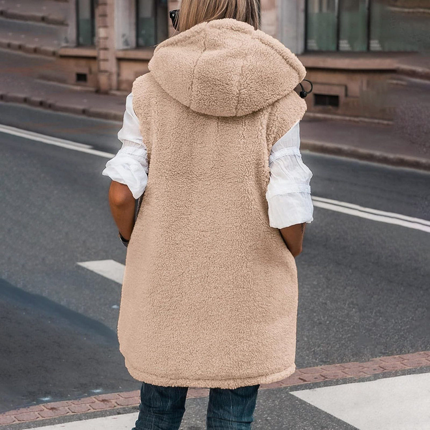 Dames Omkeerbare Gewatteerde Bodywarmer Met Capuchon En Mouwloos Design