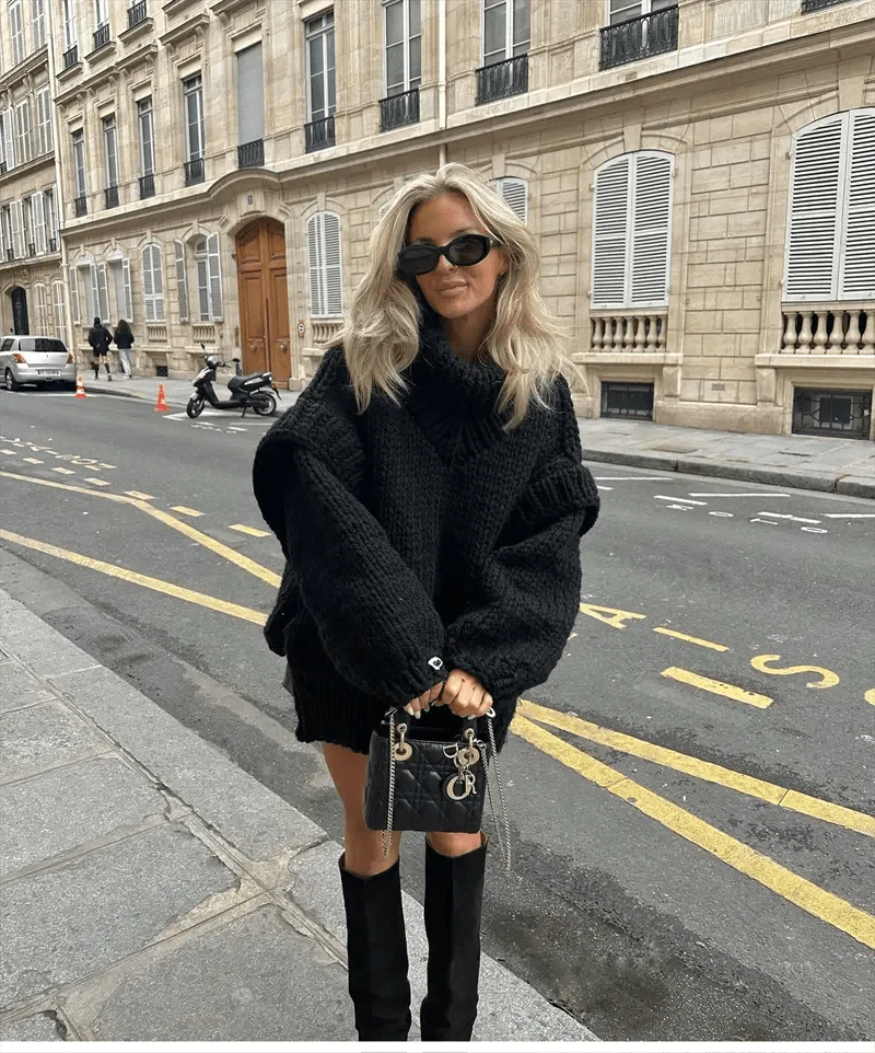 Dames Oversized Gebreide Trui Met Colkraag En Lange Mouwen
