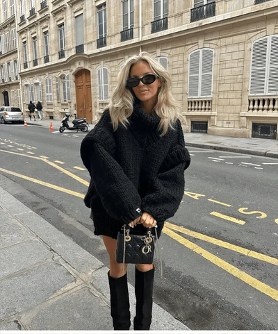 Dames Oversized Gebreide Trui Met Colkraag En Lange Mouwen