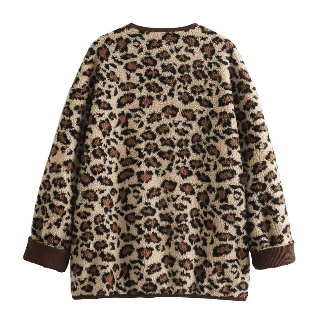 Dames Teddy Jasje Met Luipaardprint En Knopen