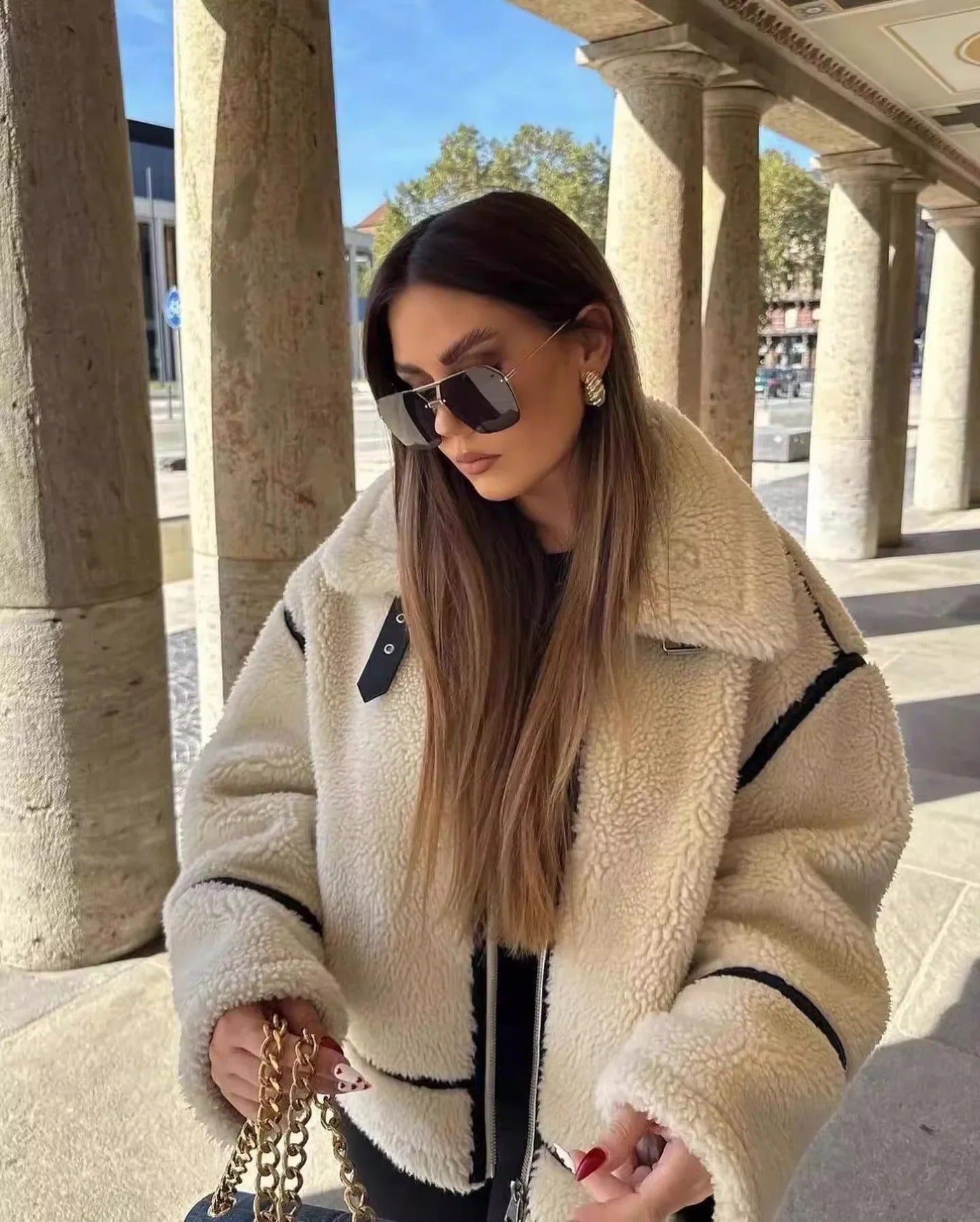 Dames Oversized Teddy Winterjas Met Kraag
