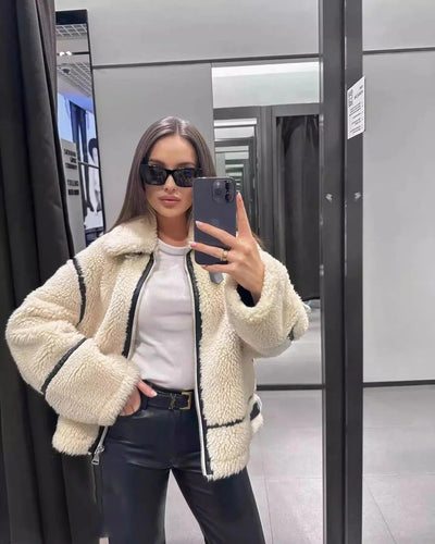 Dames Oversized Teddy Winterjas Met Kraag