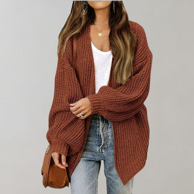 Dames Oversized Gebreide Cardigan Met Lange Mouwen