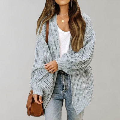 Dames Oversized Gebreide Cardigan Met Lange Mouwen