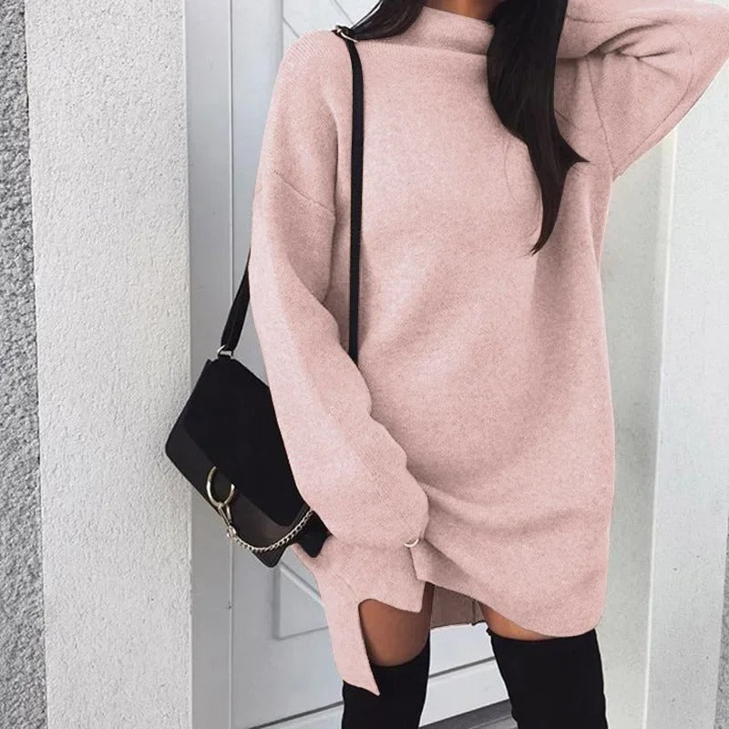 Dames Oversized Gebreide Truijurk Met Col En Lange Mouwen