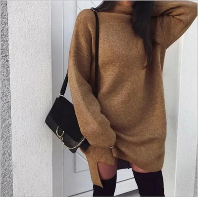 Dames Oversized Gebreide Truijurk Met Col En Lange Mouwen
