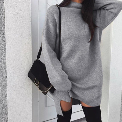 Dames Oversized Gebreide Truijurk Met Col En Lange Mouwen