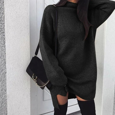 Dames Oversized Gebreide Truijurk Met Col En Lange Mouwen