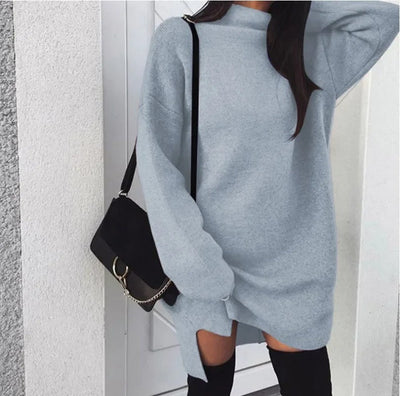 Dames Oversized Gebreide Truijurk Met Col En Lange Mouwen