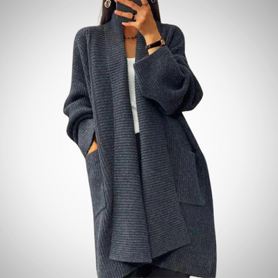 Dames Oversized Gebreide Cardigan Met Lange Mouwen En Zakken