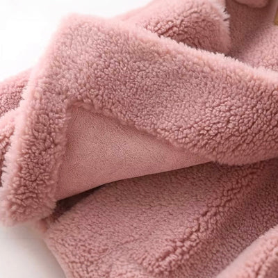 Dames Oversized Teddy Jas Met Brede Revers En Dubbele Knoopsluiting