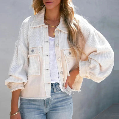 Dames Oversized Denim Jacket Met Lange Mouwen