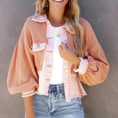Dames Oversized Denim Jacket Met Lange Mouwen