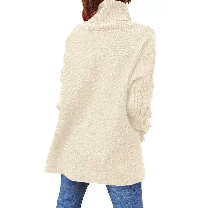 Dames Oversized Wollen Trui Met Col En Lange Mouwen