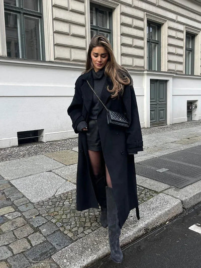 Dames Oversized Wollen Winterjas Met Voorzakken