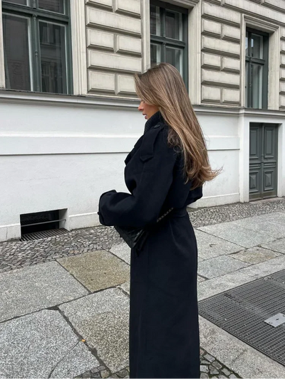 Dames Oversized Wollen Winterjas Met Voorzakken