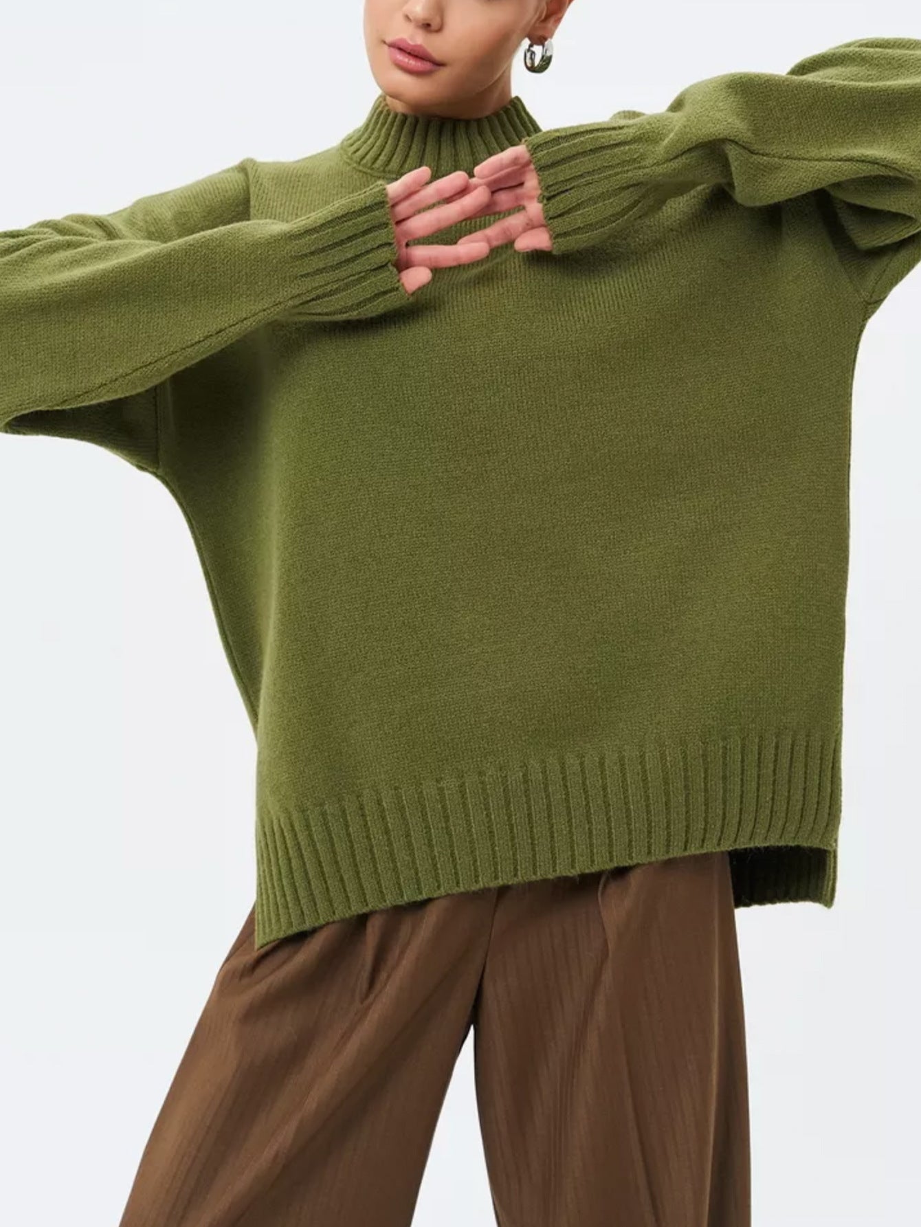 Dames Stijlvolle Oversized Coltrui Met Lange Mouwen
